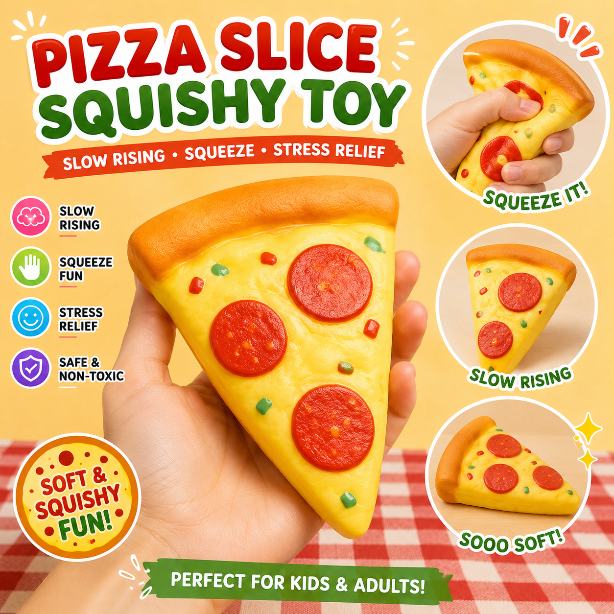 Pizza Slice Squishy Toy Slow Rising Squeeze Stress Relief Toy