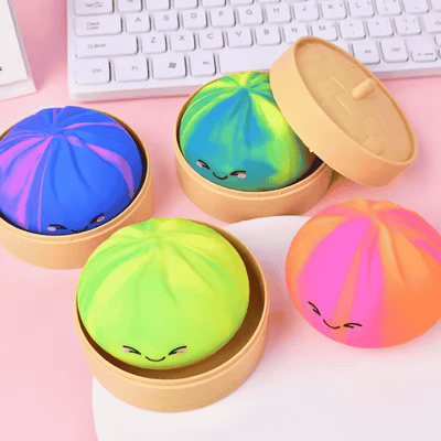 Glitter Squish Dumpling Colorfull Dumpling Squish Stress Relief Ball Pack of 144 pcs (12 Display boxes)