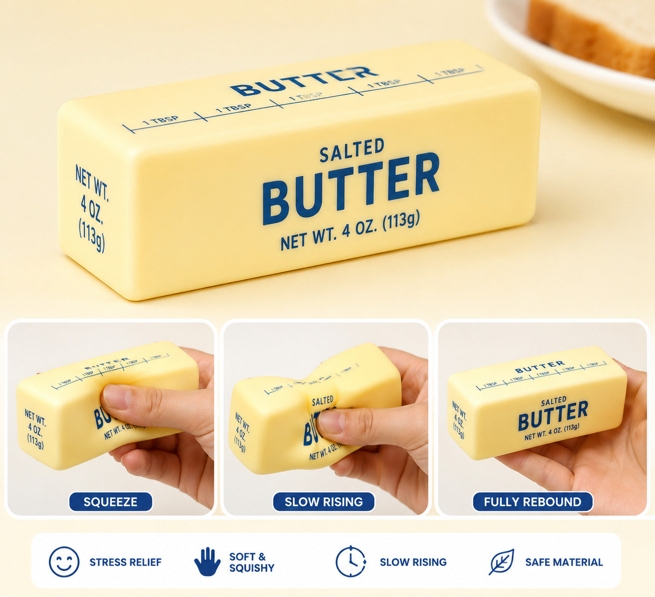 Butter Stick Squishy Toy Slow Rising Squeeze Toy Stress Relief Toy