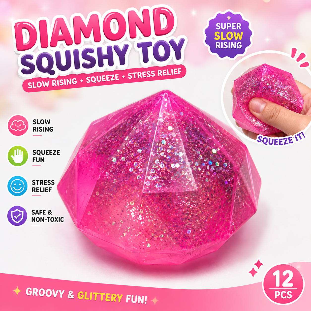 Diamond Squishy Toy Slow Rising Squeeze Stress Relief Toy