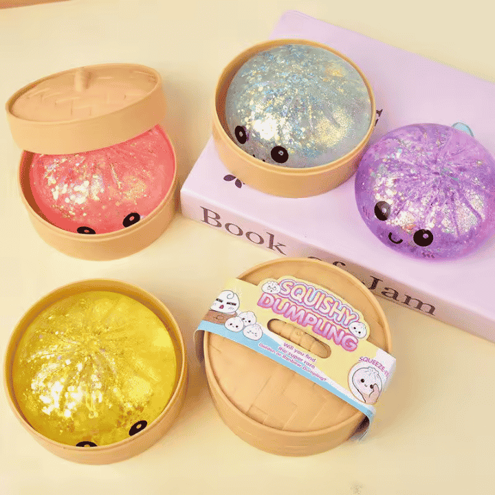 Glitter Squish Dumpling Colorfull Dumpling Squish Stress Relief Ball Pack of 144 pcs Cartoon