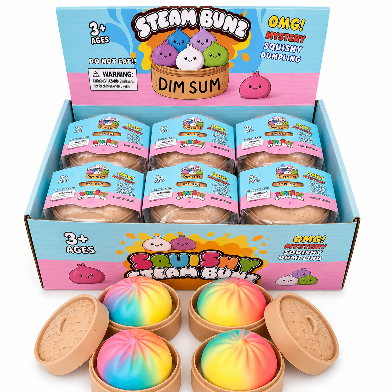 Glitter Squish Dumpling Colorfull Dumpling Squish Stress Relief Ball Pack of 144 pcs (12 Display boxes)