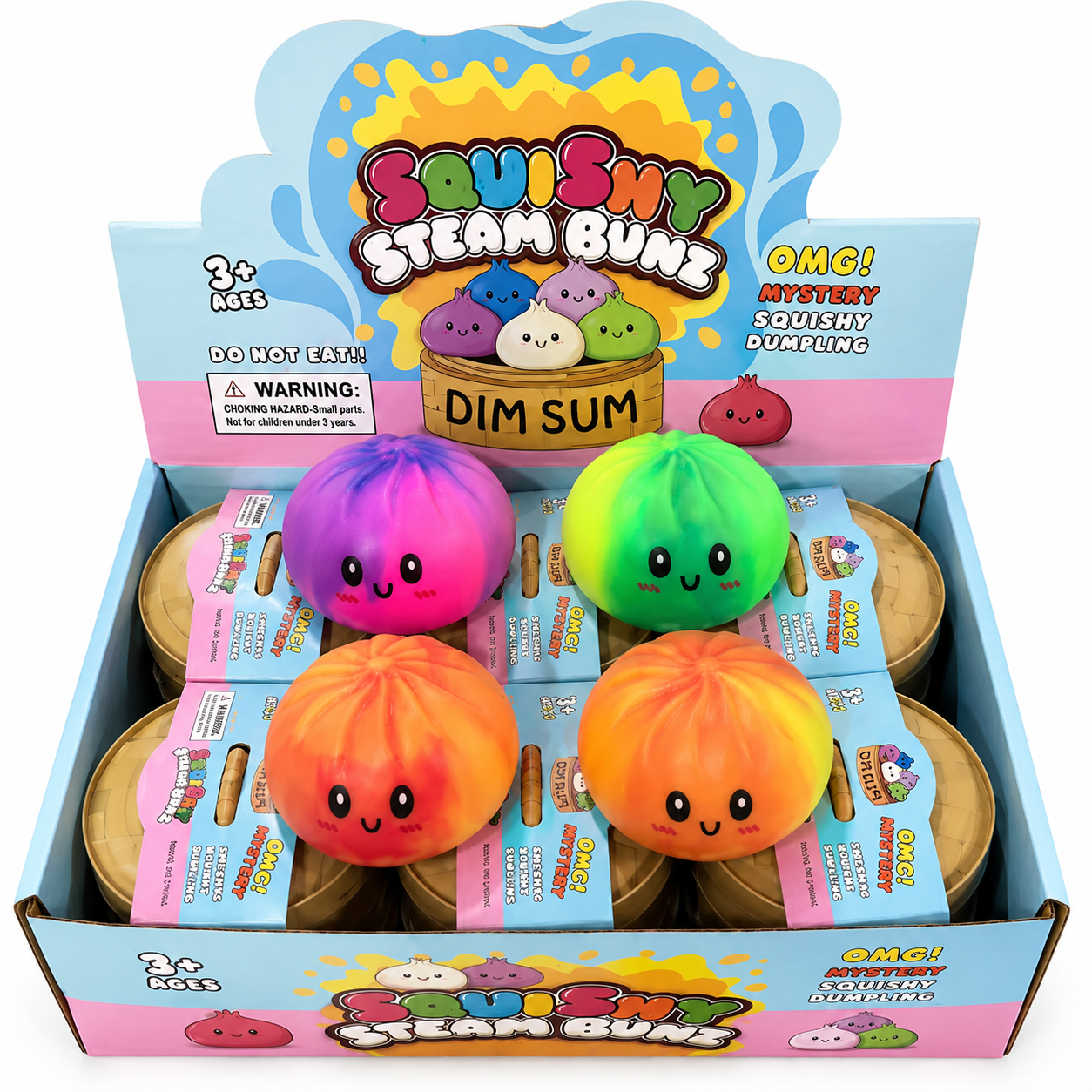 Glitter Squish Dumpling Colorfull Dumpling Squish Stress Relief Ball Pack of 144 pcs (12 Display boxes)