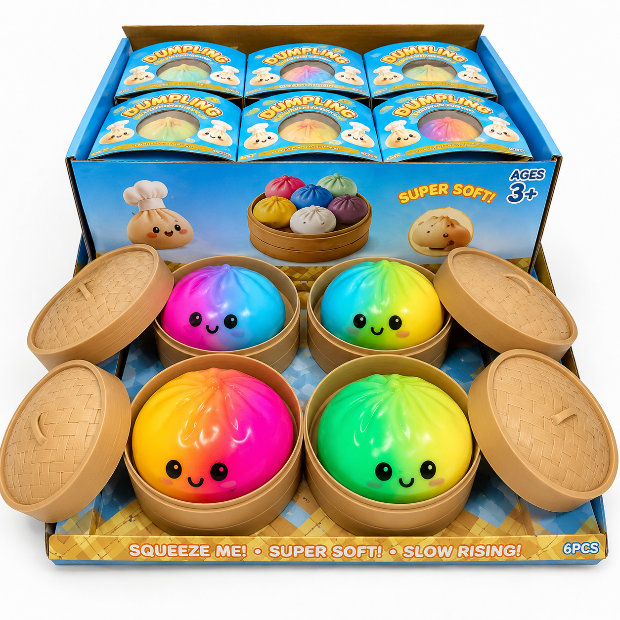 Glitter Squish Dumpling Colorfull Dumpling Squish Stress Relief Ball Pack of 144 pcs (12 Display boxes)