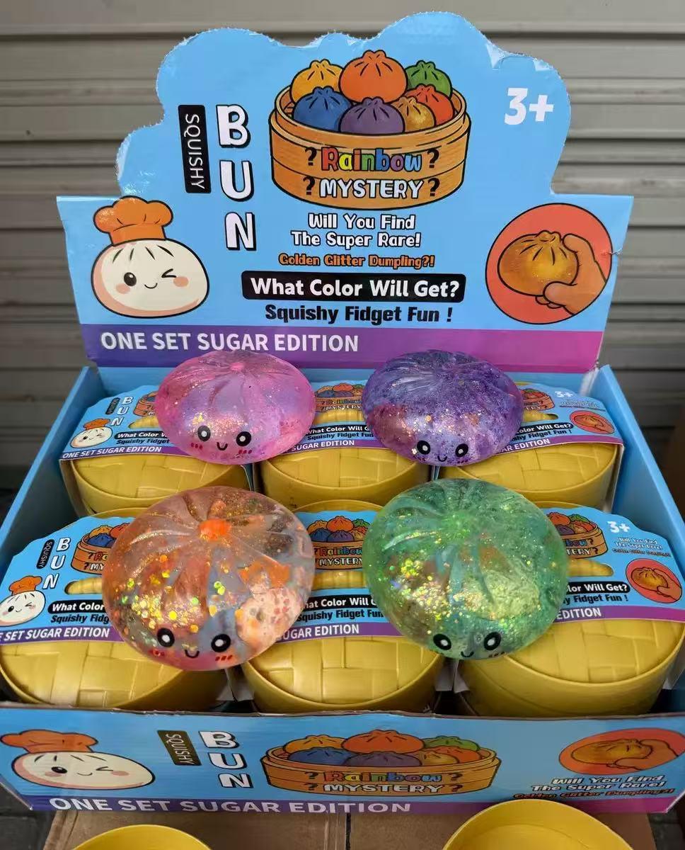 Glitter Squish Dumpling Colorfull Dumpling Squish Stress Relief Mystery Bun