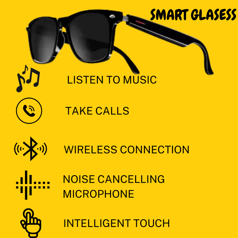 Smart Glasses Built-in Mic Speakers Touch & Voice Assistant Music [For Men & Women] “NO TRANSLATION”