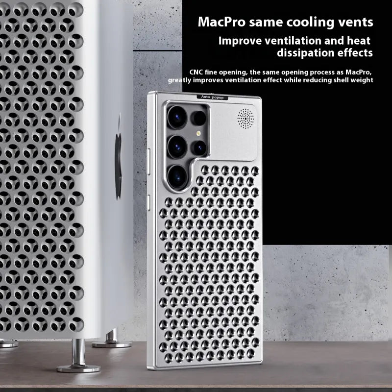 Spring Fastener Magnetic Suction Aluminum Alloy Heat Dissipation S24ultra Phone Case