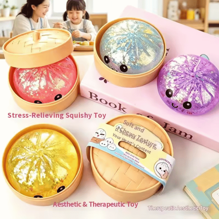 Glitter Squish Dumpling Colorfull Dumpling Squish Stress Relief Ball Pack of 144 pcs Cartoon